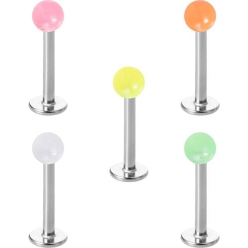 5PCS Helix Earring Lip Ring Stud Labret 16G 8mm Surgical Steel Bar Tragus Cartilage Earring Stud Barbell Body Piercing Jewelry
