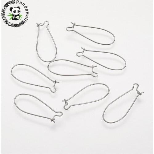 100pcs 304 Stainless Steel Loop Hoop Earring Hook Ear Wire for Jewelry Making DIY Women Men Accessories Findings 34x14mm