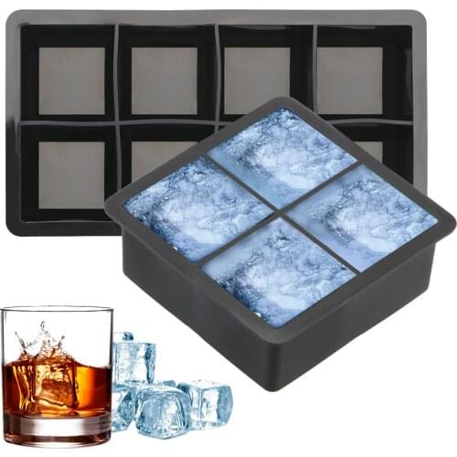 4/8 Cavity Silicone Ice Cube Maker For Ice Candy Cake Pudding Chocolate Molds Square Shape Large Ice Cube Tray Mold