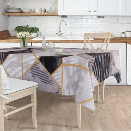 Tablecloth Living Room Kitchen grey geometric marble patterned micro fabric cover runner pattern Free Shipping
