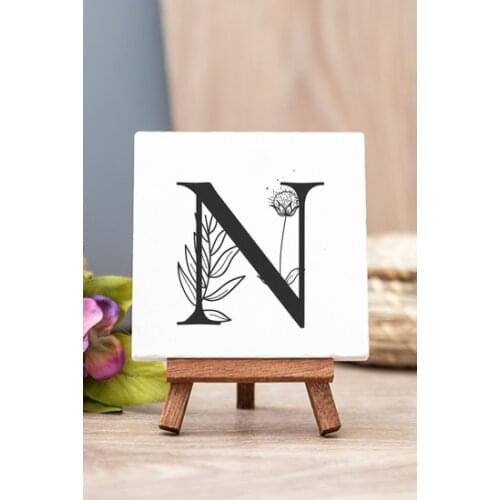 Modern N Letter Flowering Stone Table Decor trinket baratija حلية орнаментальный