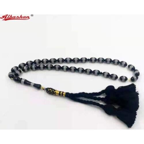 Tasbih Man Black Resin Muslim Rosary bead accessory Islamic handmade Turkish tassel muslim Misbaha Eid gift