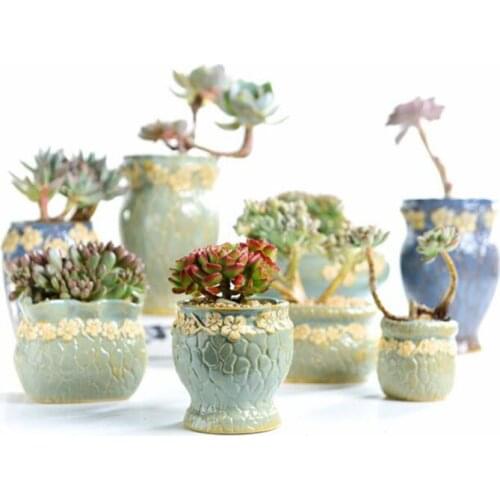 Small and Medium Size Vase Retro Floral Flower Pot Succulent Plants Flowerpot Creative Crafts Desktop Ornaments Planter Decor