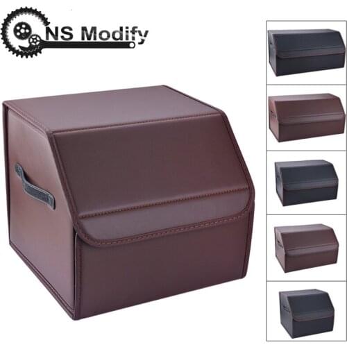 NS Modify Car Trunk Box Storage Bag Organizer Box Foldable PU Leather Auto Tool Box Durable Cargo Storage Stowing Tidying Bag