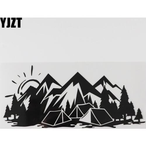 YJZT 23.1CMX10.5CM Cool Camping Travel Tourism Decal Vinyl Car Sticker Black/Silver 8A-1013
