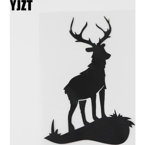 YJZT 9.2CMX13.4CM Deer Animal Hunting Decoration Decal Vinyl Car Sticker Black/Silver 8A-0623