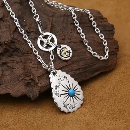 S925 sterling silver jewelry fashion Takahashi Goro simple turquoise tag handmade Thai silver men and women pendants