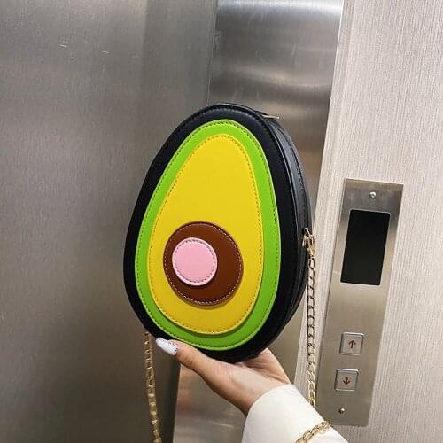 Fun Avocado Design Pu Leather Crossbody Bag Shoulder Chain Bag Women Fashion Purses and Handbags Girls Clutch Bag 2021 Trend