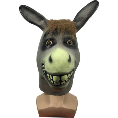 Funny Mr Silly Donkey Animal Latex Mask Halloween Costume Breathable Festival Cosplay Party Props Dress Up