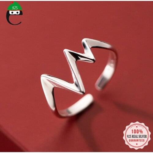 ElfoPlataSi Real 925 Sterling Silver Fashion Sweet Waves Opening Finger Ring For Women Wedding Mothers Day Xmas Jewelry DD752