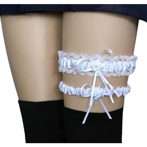 Lady Sexy Lingerie Garter Stocking Lace Belt Legs Ring Harness Women Belt Bow Wedding Garter Bridal Girl Wedding Garter