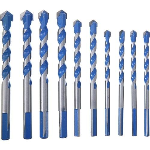 10pcs/set Multi-functional Glass Drill Bit Triangle Bits for Porcelain Ceramic Tile Concrete Brick Wood Drills Tool
