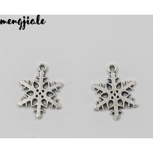 30pcs antique silver tone charms Winter Charms Snowflake Charms for Jewelry Making Accessories 19*14mm dropshipping