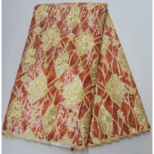 5yards/pc) high quality African handcut double organza lace fabric with beautiful sequins embroidery for party dress OP96