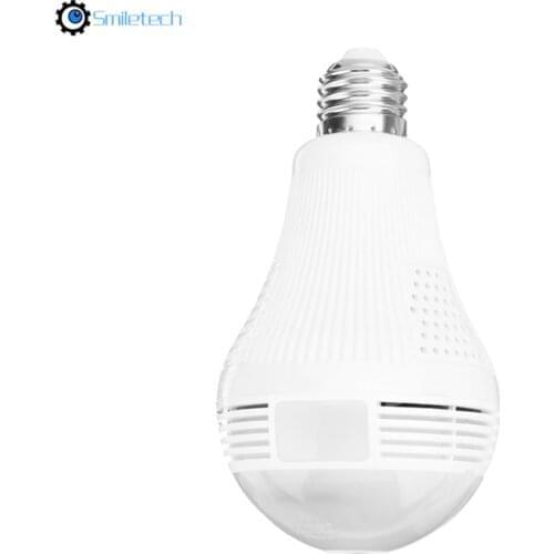 50pcs Dual Light Source 2.0MP fisheye bulb WiFi camera IR night vision panoramic mini indoor hidden alarm security camera