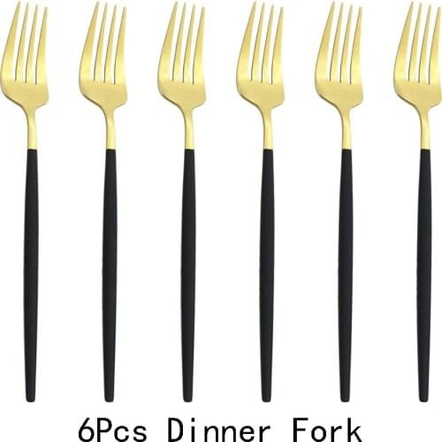 6Pcs/Set Dinner Fork Set Stainless Steel Long Handle Fork Dinnerware Cutlery Korean Rainbow Fork Salad Fork Tableware Silverware