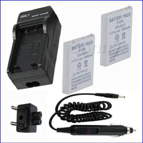 Battery (2-Pack) + Charger for Nikon EN EL5 and Coolpix P80,P90,P100, P500,P510,P520,P530, P5000,P5100,P6000, S10 Digital Camera