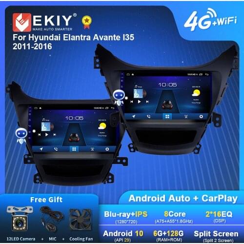 EKIY Octa Core DSP Android 9.0 For Hyundai Elantra 2011-2016 Car Radio Multimedia Player GPS Navigation Stereo 2din DVD Headunit