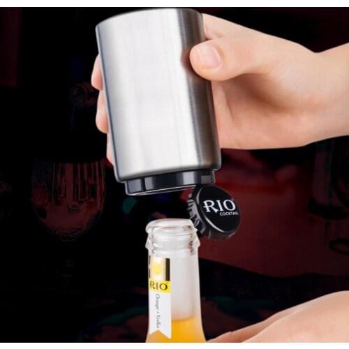 Automatic Beer Bottle Opener with Magnetic Cap Stainless Steel Cap Catcher Push Down Pop Top Bottle Cap Collector Gift LX8093