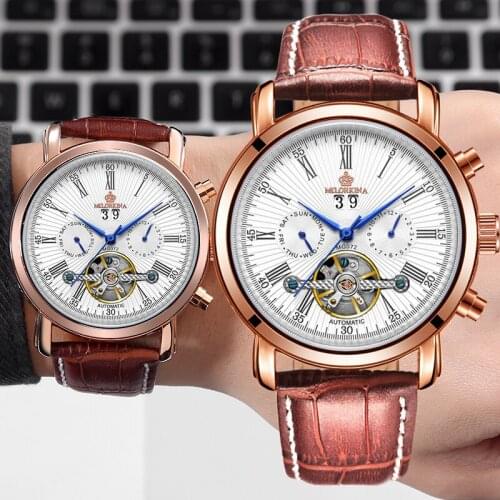 MG.ORKINA Mens Watch Genuine Leather Band Automatic Mechanical Watches Men Tourbillon Wristwatches Man Clock Relogio Masuclino