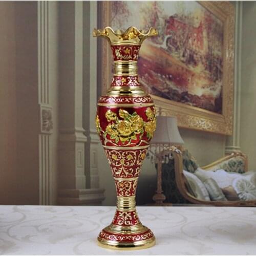 Metal arts and crafts home furnishing vase European style gold five color rose vase high grade lotus leaf vase