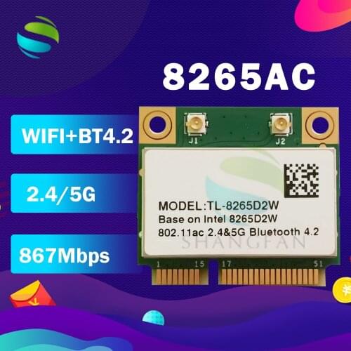FOR INTEL Dual Band Wireless TL-8265D2W 8265AC half Mini PCI-e BT4.2 802.11AC 2.4G&5G Wireless card