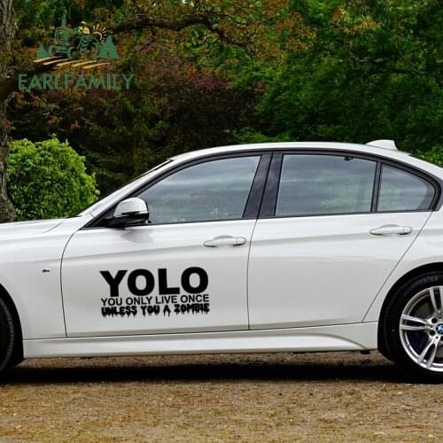 EARLFAMILY 43cm x 19.1cm Car Styling YOLO You Only Live Once Zombie Art Deco Bumper Window Big Car Stickers Vinyl Decals
