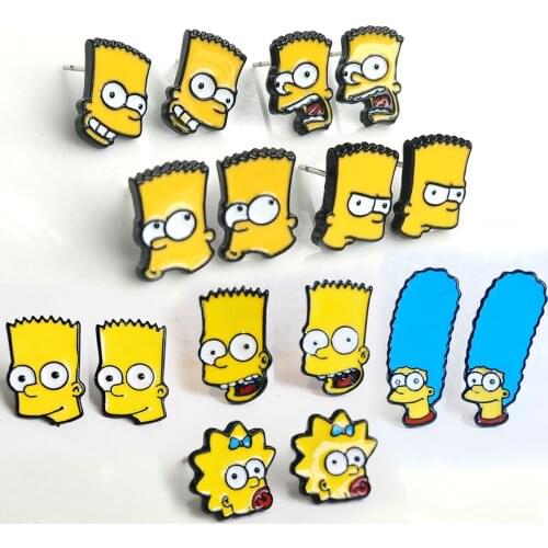IVYYE The Simpsonss Fashion Anime Cartoon Earring Cute Animal Stud Earrings For Women Girls Kids Jewelry XMAS New Gift