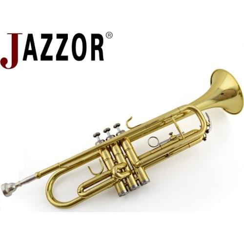 JAZZOR JBTR-300 B Flat Gold Lacquer trumpet with case mouthpiece musical instruments gold/silver color
