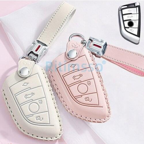 Leather Car Key Case Cover For Bmw F20 G30 G20 X1 X3 X4 X5 G05 X6 Accessories Car-Styling Holder Shell Keychain Protection