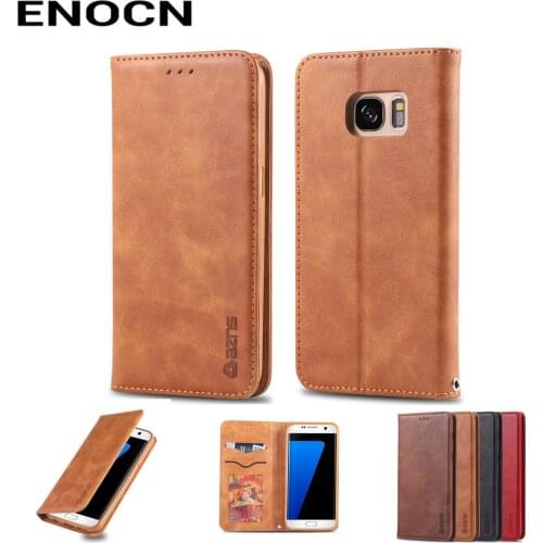 Magnetic Flip Case For Samsung Galaxy S7 Edge Case Samsung S7 Cover Leather Wallet Card Slots Luxury Retro Folding Phone Case