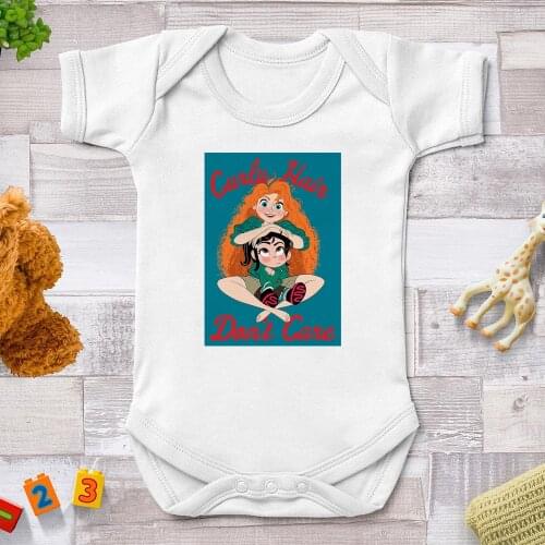 Fashion New Funny Baby Girl Clothes Summer White Disney Princess Printed Baby Rompers Newborn Jumpsuits Harajuku 0-24 Infant Tee
