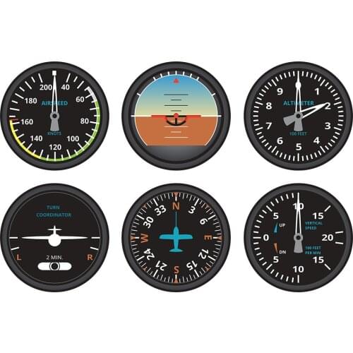 Set of 6 Aircraft Avionics Instruments Coasters Airplane Flying Gages Flight Panel Set Navigator Home Decor Aviator Pilot Gift