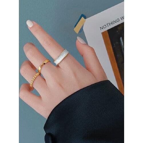 3 Pcs /Set Chic Hip-hop Punk Gold Color Ring Set for Womne Retro Personality Alloy Adjustable Index Finger Open Joint Ring Gift