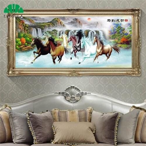 Canvas Wall Art Chinese Eight Horses Posters and Prints Running Horse Painting Wall Pictures for Living Room Decoration Maison