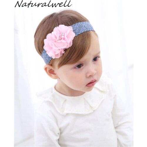 Naturalwell Fashion kids girls flowers Headband Children bandage Newborn Lace Hair Band Head Piece Accessories Hair bows HB079