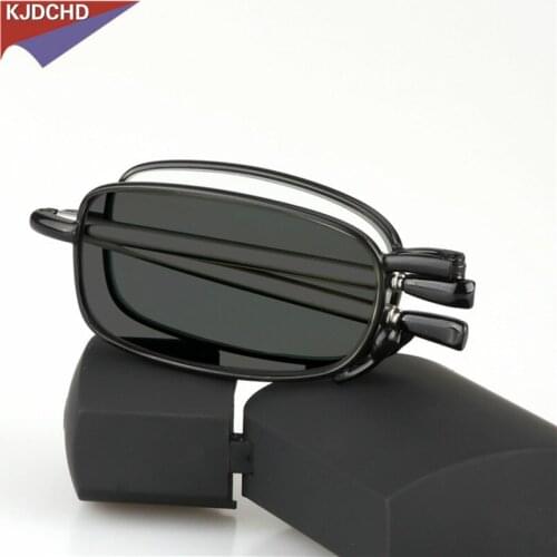 Updated New Transition Sun Photochromic Reading Glasses Men Women Unisex Slim Mini Folding Reading Glasses portable cases