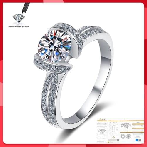 Original Moissanite Ring 100% S925 Sterling Silver Wedding Bridal Anniversary 1 Carat D Color VVS1 Fashion Ring