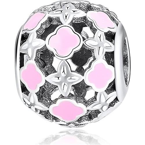 Fits for Pandora Charms Bracelets Necklaces 100% 925 Sterling Silver Jewelry Openwork Floral Beads Free Shipping