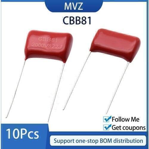 10pcs 1600V 2000V CBB81 Polypropylene film capacitor 103J 183J 222J 392J 472J 562J 682J 822J 102J 105J 122J 123J 152J 153J 223J
