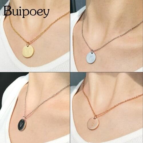 Buipoey Simple DIY O Word Chain Necklace Letter Charm Name Initial Pendant Necklaces For Women Girls Birthday Gift Jewelry