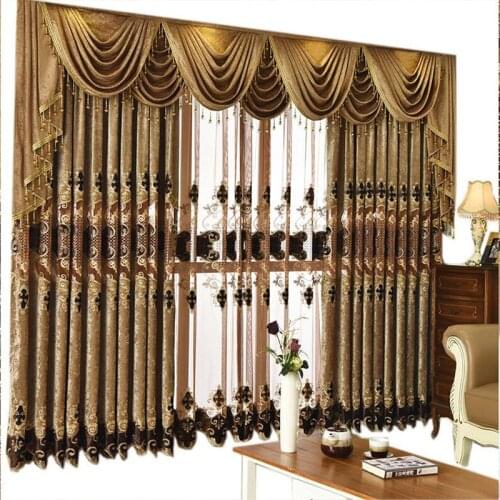 European-style Chenille Hollow Curtains for Living Room Dining Room Bedroom High-end Embroidered Curtains Tulle Custom