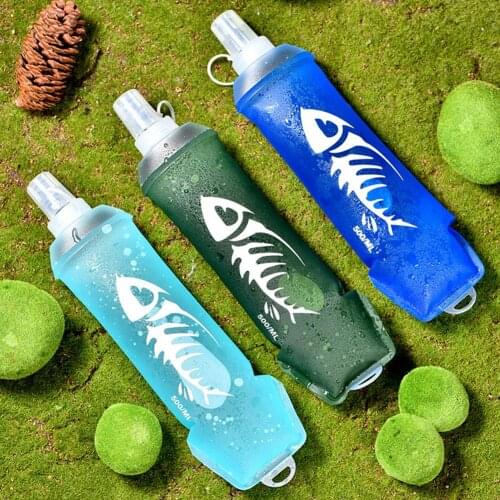 Folding Water Bottle 500ML Portable Collapsible Travel Flask Silicone Running Soft Hydration Pack For Running Hiking Riding