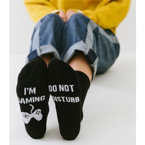 Letter Style Socks DO NOT DISTURB I`M GAMING Socks Women Men Funny Unisex Printed Happy Casual Cotton Couple Socks Dropshipping