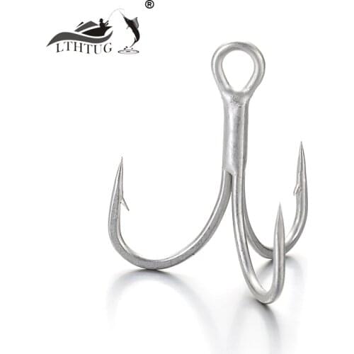 15pcs/lot Matte Tin Color Treble Hook High Strength Hooks 2# 4# 6# 8# 10# 12# High-Carbon Steel Saltwater Sea Fishing Hook ST46