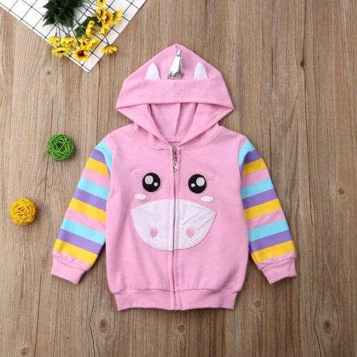 Spring Lovely Toddler Kid Girls Clothes Jacket Cartoon Print Long Sleeve Zipper Hooded Pink Coat Outfits Children Outerwear 1-6Y