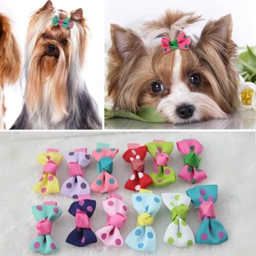 Satin Butterfly Bow Pet Hairpin,Mixed Colors Pet Hair Clip, Dog Headwear, Beautiful Pet Accessories 100pcs/Lot