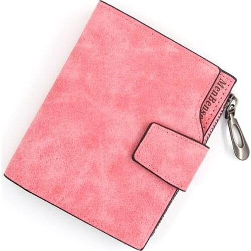 Wallet Women PU Leather Pink/Black/Purple/Blue/Gray/Brown/Red Women Card Holder Case Zipper Hasp Short Women Wallet And Purse