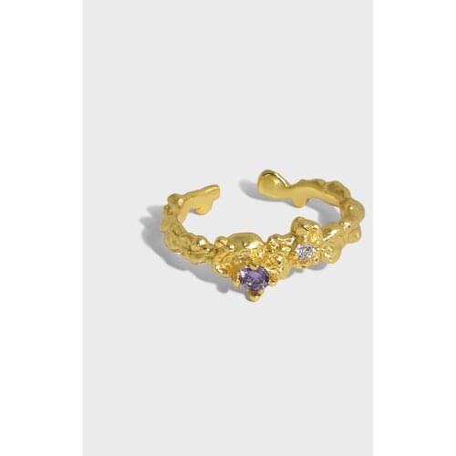 Real 925 Sterling Silver Irregular Rings For Women Fine Jewelry 2021 Friends Gift, Elegant Blue Purple Cubic Zirconia Ring Woman