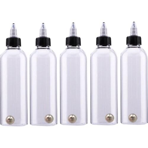 10pcs 30/50/60/120/250ml Recyclable Clear Tattoo Airbrush Ink Pigment Recyclable Squeezable Paint Empty Bottles